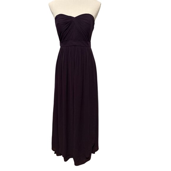 JENNY YOO Aidan Strapless Chiffon Plum Gown ONLY Size 4 - Picture 2 of 16